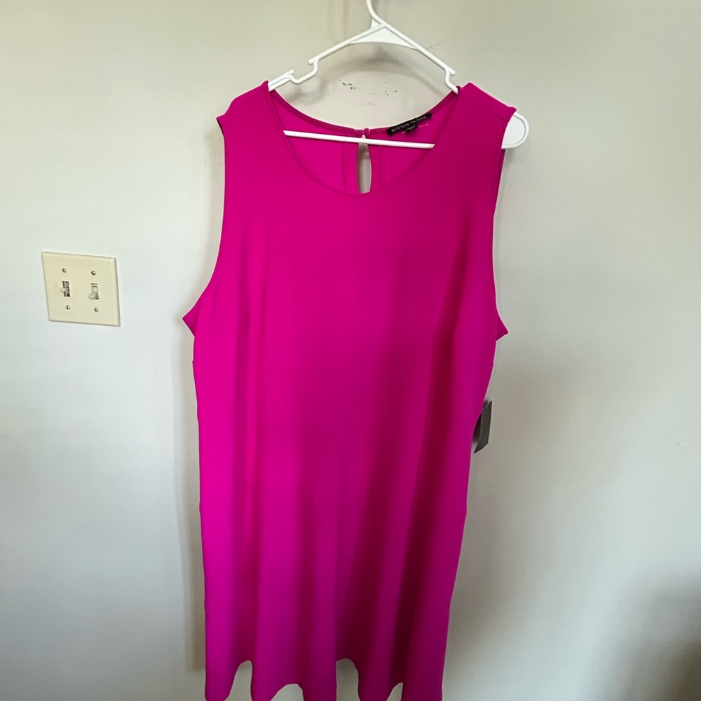 NWT Boston Proper hot pink stretch sleeveless travel dress in plus size 22